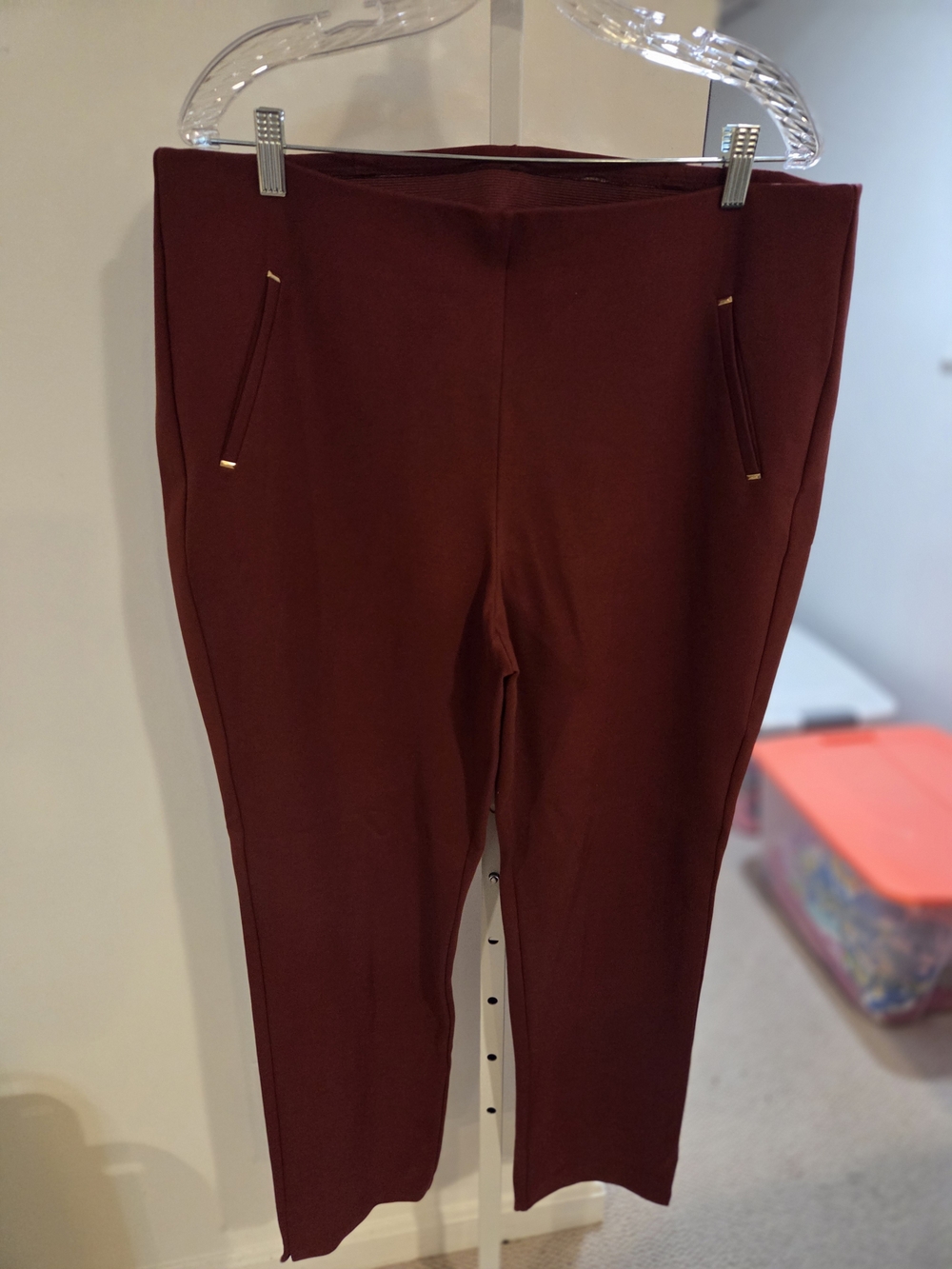 Chico's Stretch Ponte Ankle Pants in Deep Burgundy